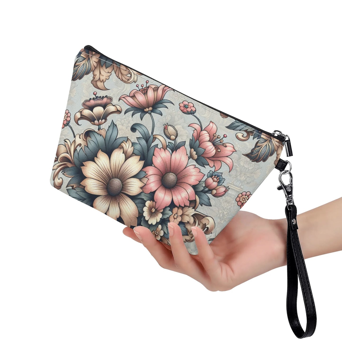 Floral Zipper Sling Make Up Bag